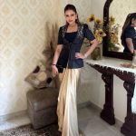 NEW ARRIVAL FRENCH CRAPE SEQUENCE EMBROIDERY WORK BLOUSE AND BLAZER WITH SATIN SILK PLEATED DHOTI PARTY WEAR WHOLESALE PRICE ETHNIC GARMENT (3)