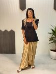 NEW ARRIVAL FRENCH CRAPE SEQUENCE EMBROIDERY WORK BLOUSE AND BLAZER WITH SATIN SILK PLEATED DHOTI PARTY WEAR WHOLESALE PRICE ETHNIC GARMENT (3)