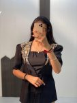 NEW ARRIVAL FRENCH CRAPE SEQUENCE EMBROIDERY WORK BLOUSE AND BLAZER WITH SATIN SILK PLEATED DHOTI PARTY WEAR WHOLESALE PRICE ETHNIC GARMENT (3)