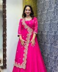 NEW ARRIVAL GEORGETTE CODING SEQUENCE EMBROIDERY WORK ONLY GOWN PARTY WEAR WHOLESALE PRICE ETHNIC GARMENT (5)