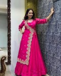 NEW ARRIVAL GEORGETTE CODING SEQUENCE EMBROIDERY WORK ONLY GOWN PARTY WEAR WHOLESALE PRICE ETHNIC GARMENT (5)