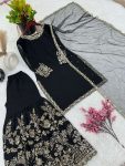 NEW ARRIVAL GEORGETTE EMBROIDERY SEQUENCE WORK TOP SHARARA WITH DUPATTA PARTY WEAR WHOLESALE PRICE ETHNIC GARMENT (5)