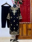 NEW ARRIVAL GEORGETTE SEQUENCE EMBROIDERY WORK TOP BOTTOM WITH DUPATTA PARTY WEAR WHOLESALE PRICE ETHNIC GARMENT (6)