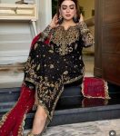 NEW ARRIVAL GEORGETTE SEQUENCE EMBROIDERY WORK TOP BOTTOM WITH DUPATTA PARTY WEAR WHOLESALE PRICE ETHNIC GARMENT (6)