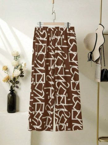 NEW ARRIVAL IMPORTED LYCRA DIGITAL PRINTED PALAZZO BROWN