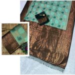 NEW ARRIVAL KANJIVARAM SILK COPPER AND GOLD  ZARI WEAVING WORK SAREE WITH UNSTITCHED BLOUSE   RAMA