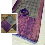 NEW ARRIVAL KANJIVARAM SILK COPPER AND GOLD  ZARI WEAVING WORK SAREE WITH UNSTITCHED BLOUSE  PURPLE