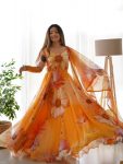 NEW ARRIVAL ORAGANZA TABBY SILK DIGITAL PRINTED GOWN WITH DUPATTA PARTY WEAR WHOLESALE PRICE ETHNIC GARMENT (4)