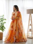 NEW ARRIVAL ORAGANZA TABBY SILK DIGITAL PRINTED GOWN WITH DUPATTA PARTY WEAR WHOLESALE PRICE ETHNIC GARMENT (4)