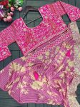 NEW ARRIVAL ORGANZA EMBROIDERY SEQUENCE WORK AND DIGITAL PRINTED READY TO WEAR SAREE WITH STITCHED BLOUSE PARTY WEAR WHOLESALE PRICE ETHNIC GARMENT (3)