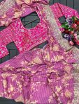 NEW ARRIVAL ORGANZA EMBROIDERY SEQUENCE WORK AND DIGITAL PRINTED READY TO WEAR SAREE WITH STITCHED BLOUSE PARTY WEAR WHOLESALE PRICE ETHNIC GARMENT (3)