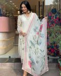 NEW ARRIVAL ORGANZA SEQUENCE EMBROIDERY WORK TOP BOTTOM WITH DUPATTA WHITE