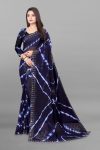 NEW ARRIVAL PURE VETLESS HOT FIX WORK SAREE WITH UNSTITCHED BLOUSE NAVY BLUE
