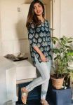 NEW ARRIVAL RAYON DIGITAL PRINTED SHORT KURTI  BLUE