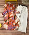 LATEST RAYON DIGITAL PRINTED TOP WITH PALAZZO ORANGE