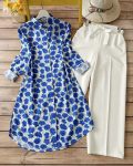 LATEST RAYON DIGITAL PRINTED TOP WITH PALAZZO BLUE