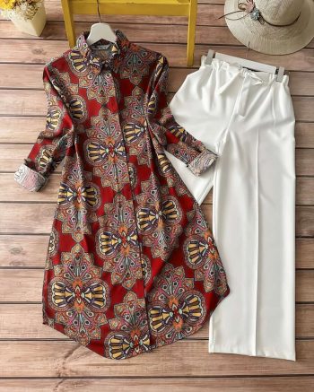 LATEST RAYON DIGITAL PRINTED TOP WITH PALAZZO BROWN