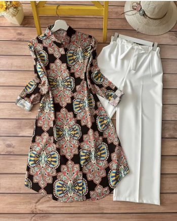 LATEST RAYON DIGITAL PRINTED TOP WITH PALAZZO BLACK