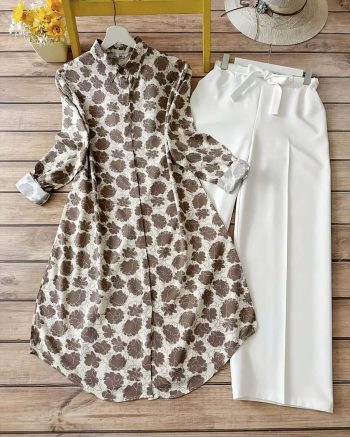 LATEST RAYON DIGITAL PRINTED TOP WITH PALAZZO BROWN