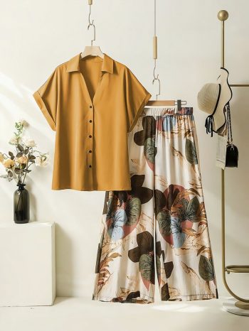 NEW ARRIVAL RAYON DIGITAL PRINTED TOP WITH PALAZZO YELLOW
