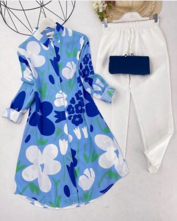 LATEST RAYON DIGITAL PRINTED TOP WITH PALAZZO SKY