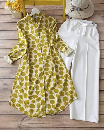 LATEST RAYON DIGITAL PRINTED TOP WITH PALAZZO YELLOW