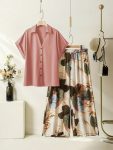 NEW ARRIVAL RAYON DIGITAL PRINTED TOP WITH PALAZZO PEACH