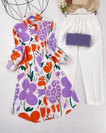 LATEST RAYON DIGITAL PRINTED TOP WITH PALAZZO LAVENDER