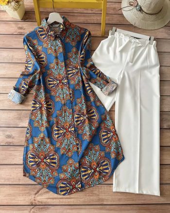 LATEST RAYON DIGITAL PRINTED TOP WITH PALAZZO BLUE