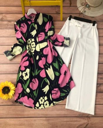 LATEST RAYON DIGITAL PRINTED TOP WITH PALAZZO BLACK