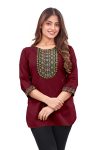 NEW ARRIVAL RAYON EMBROIDERY WORK KURTI MAROON