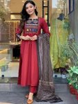 NEW ARRIVAL RAYON RADYMADE LACE WORK TOP BOTTOM WITH DUPATTA CASUAL WEAR WHOLESALE PRICE ETHNIC GARMENT (5)
