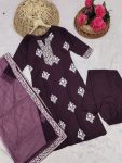 NEW ARRIVAL RAYON THREAD EMBROIDERY WORK TOP BOTTOM WITH DUPATTA PARTY WEAR WHOLESALE PRICE ETHNIC GARMENT (4)
