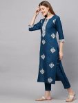 NEW ARRIVAL RAYON THREAD EMBROIDERY WORK TOP BOTTOM WITH DUPATTA BLUE