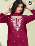 NEW ARRIVAL ROMAN SILK EMBROIDERY SEQUENCE WORK TOP BOTTOM WITH DUPATTA CASUAL WEAR WHOLESALE PRICE ETHNIC GARMENT (5)