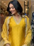 NEW ARRIVAL ROMAN SILK SEQUENCE CODING EMBROIDEY WORK TOP BOTTOM WITH DUPATTA FESTIVE WEAR WHOLESALE PRICE ETHINIC GARMENT (29)