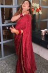 NEW ARRIVAL SATIN THREAD SEQUENCE WORK SAREE UNSTITCHED BLOUSE WITH DUPATTA PARTY WEAR WHOLESALE PRICE ETHNIC GARMENT (4)