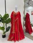 NEW ARRIVAL SATIN THREAD SEQUENCE WORK SAREE UNSTITCHED BLOUSE WITH DUPATTA PARTY WEAR WHOLESALE PRICE ETHNIC GARMENT (4)