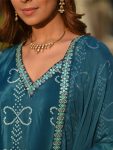 NEW ARRIVAL SOFT CHINON SILK SEQUENCE EMBROIDERY WORK TOP BOTTOM WITH DUPATTA FESTIVE WEAR WHOLESALE PRICE ETHNIC GARMENT (8)