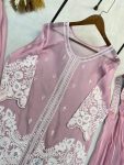 NEW ARRIVAL SOFT ORGANZA SEQUENCE EMBROIDERY WORK STITCHED TOP BLOUSE PALAZZO WITH DUPATTA PARTY WEAR WHOLESALE PRICE ETHNIC GARMENT (4)
