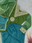 NEW ARRIVAL TWILL NET SILK EMBROIDERY SEQUENCE LACE WORK TOP PALAZZO WITH DUPATTA PARTY WEAR WHOLESALE PRICE ETHNIC GARMENT (18)
