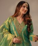 NEW ARRIVAL TWILL NET SILK EMBROIDERY SEQUENCE LACE WORK TOP PALAZZO WITH DUPATTA PARTY WEAR WHOLESALE PRICE ETHNIC GARMENT (18)