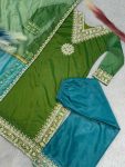 NEW ARRIVAL TWILL NET SILK EMBROIDERY SEQUENCE LACE WORK TOP PALAZZO WITH DUPATTA PARTY WEAR WHOLESALE PRICE ETHNIC GARMENT (18)