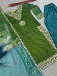 NEW ARRIVAL TWILL NET SILK EMBROIDERY SEQUENCE LACE WORK TOP PALAZZO WITH DUPATTA PARTY WEAR WHOLESALE PRICE ETHNIC GARMENT (18)