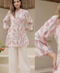 NEW ARRIVAL TWILL RAYON DIGITAL PRINTED TOP PALAZZO  BABY PINK