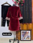 NEW ARRIVAL VELVET SEQUENCE EMBROIDERY WORK TOP BOTTOM WITH DUPATTA PARTY WEAR WHOLESALE PRICE ETHNIC GARMENT (2)