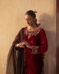 NEW ARRIVAL VELVET SEQUENCE EMBROIDERY WORK TOP BOTTOM WITH DUPATTA PARTY WEAR WHOLESALE PRICE ETHNIC GARMENT (2)