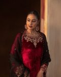 NEW ARRIVAL VELVET SEQUENCE EMBROIDERY WORK TOP BOTTOM WITH DUPATTA PARTY WEAR WHOLESALE PRICE ETHNIC GARMENT (2)