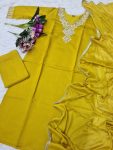 NEW ARRIVAL VISCOSE CHANDERI SEQUENCE EMBROIDERY WORK TOP BOTTOM WITH DUPATTA FESTIVE WEAR WHOLESALE PRICE ETHNIC GARMENT (5)