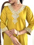 NEW ARRIVAL VISCOSE CHANDERI SEQUENCE EMBROIDERY WORK TOP BOTTOM WITH DUPATTA FESTIVE WEAR WHOLESALE PRICE ETHNIC GARMENT (5)